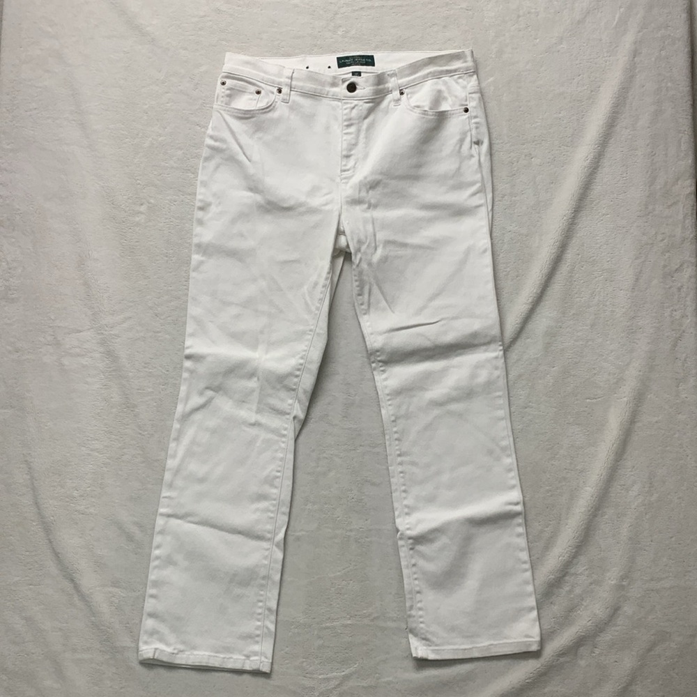 LAUREN JEANS CO. RALPH LAUREN petite WHITE classic Straight size 14p - Picture 5 of 8